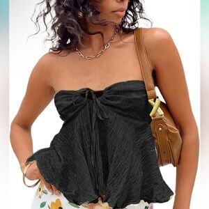 Strapless flowy top